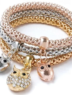 Sale Women's Layered Crown Elegant Fashion Chrome Bracelet Jewelry Light golden / Golden yellow / Rose Gold For Party Street Prom Women Spring Accessories|Trendy Jewelry