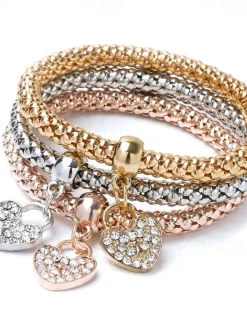 Sale Women's Layered Crown Elegant Fashion Chrome Bracelet Jewelry Light golden / Golden yellow / Rose Gold For Party Street Prom Women Spring Accessories|Trendy Jewelry