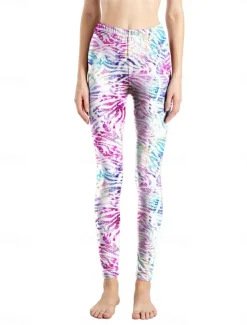 Discount Women's Leggings Active Fashion Full Length High Waist Leopard Gradient Snake Print Elastic Waist Print Breathable Soft Comfortable Micro-elastic Outdoor Vacation Home Leopard Print 0358 blue and Women Leggings