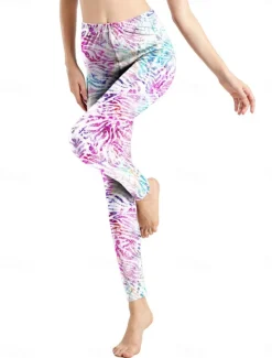 Discount Women's Leggings Active Fashion Full Length High Waist Leopard Gradient Snake Print Elastic Waist Print Breathable Soft Comfortable Micro-elastic Outdoor Vacation Home Leopard Print 0358 blue and Women Leggings