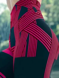 Discount Women's Leggings Active Fashion Streetwear Ankle-Length High Waist Stripe Printing High Cut Breathability Soft Comfortable Micro-elastic Outdoor Yoga Street Robin's Egg Blue White Fuchsia Green Fall Women Leggings