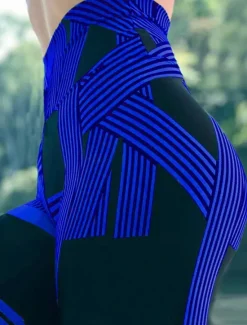 Discount Women's Leggings Active Fashion Streetwear Ankle-Length High Waist Stripe Printing High Cut Breathability Soft Comfortable Micro-elastic Outdoor Yoga Street Robin's Egg Blue White Fuchsia Green Fall Women Leggings