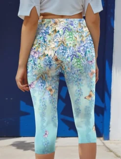 New Women's Leggings Capri Pants High Elasticity Fashion Streetwear Full Length High Waist Floral Printing Thermal Warm Breathable Soft Outdoor Daily Fall Winter Regular Fit Women Leggings|Spring Pants