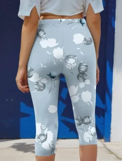 Clearance Women's Leggings Capri Pants High Elasticity Fashion Streetwear Full Length High Waist Floral Printing Thermal Warm Breathable Soft Outdoor Daily Fall Winter Regular Fit Women Leggings