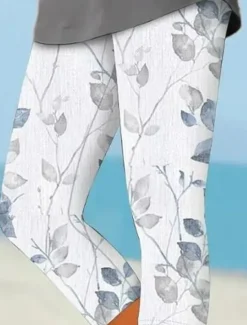 Best Women's Leggings Capri Pants High Elasticity Fashion Full Length Mid Waist Layered Print Casual Daily Summer Regular Fit Women Pants|Two Piece Sets