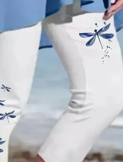 Online Women's Leggings Capri Pants High Elasticity Vacation Vintage Fashion Calf-Length Mid Waist Animal Ocean Printing Thermal Warm Breathable Soft Stretchy Vacation Casual Daily Summer Spring Women Leggings