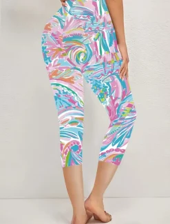 Outlet Women's Leggings Capri Pants High Elasticity Vacation Vintage Fashion Calf-Length High Waist Graphic Geometric Abstract Printing Breathable Soft Stretchy Formal Vacation Office Summer Spring Women Leggings