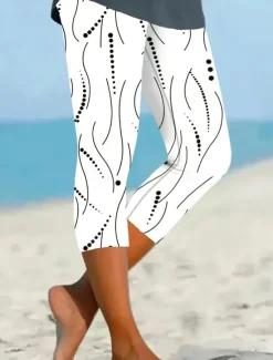 Hot Women's Leggings Capri Pants High Elasticity Vacation Vintage Fashion Calf-Length High Waist Graphic Polka Dot Printing Thermal Warm Breathable Soft Stretchy Outdoor Street Daily Women Leggings
