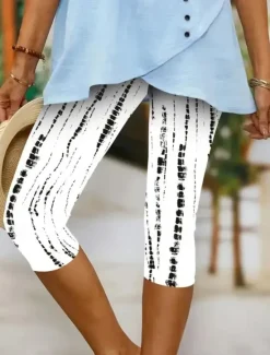 Hot Women's Leggings Capri Pants High Elasticity Vacation Vintage Fashion Full Length Mid Waist Floral Graphic Printing Thermal Warm Breathable Soft Stretchy Outdoor Daily Beach Black White Women Leggings