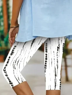 Hot Women's Leggings Capri Pants High Elasticity Vacation Vintage Fashion Full Length Mid Waist Floral Graphic Printing Thermal Warm Breathable Soft Stretchy Outdoor Daily Beach Black White Women Leggings