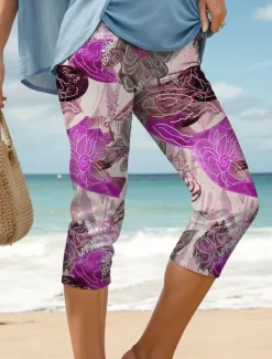 Outlet Women's Leggings Capri Pants High Elasticity Vacation Vintage Fashion Calf-Length High Waist Floral Graphic Printing Thermal Warm Breathable Soft Stretchy Formal Outdoor Vacation Women Leggings