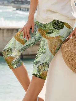 Outlet Women's Leggings Capri Pants High Elasticity Vacation Vintage Fashion Calf-Length High Waist Floral Graphic Printing Thermal Warm Breathable Soft Stretchy Formal Outdoor Vacation Women Leggings