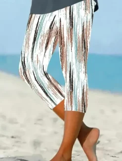 Sale Women's Leggings Capri Pants High Elasticity Vacation Fashion Hawaiian Ankle-Length Mid Waist Plaid Printing Thermal Warm Breathable Soft Vacation Casual Daily Summer Spring Regular Fit Women Leggings