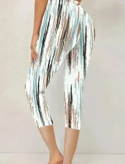 Sale Women's Leggings Capri Pants High Elasticity Vacation Fashion Hawaiian Ankle-Length Mid Waist Plaid Printing Thermal Warm Breathable Soft Vacation Casual Daily Summer Spring Regular Fit Women Leggings