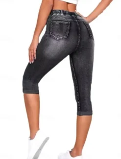 New Women's Leggings Capri Pants 3D Print Vacation Casual Tights Calf-Length High Waist Solid Color High Cut Comfort Breathable Quick Dry Stretchy Outdoor Street Daily Black Blue Summer Slim Fit Women Leggings