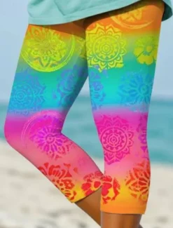 Online Women's Leggings Capri Pants High Elasticity Fashion Streetwear Full Length High Waist Graphic Printing Thermal Warm Breathable Soft Outdoor Daily Fall Winter Regular Fit Women Leggings|Spring Pants