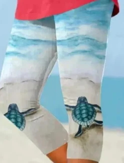 Online Women's Leggings Capri Pants High Elasticity Vacation Fashion Hawaiian Ankle-Length Mid Waist Floral Printing Thermal Warm Breathable Soft Vacation Casual Daily Summer Spring Women Leggings