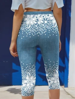 Discount Women's Leggings Capri Pants 3D Print High Elasticity Vintage Fashion Casual Calf-Length High Waist Floral Graphic Geometic Printing Breathable Soft Stretchy Outdoor Daily Women Leggings