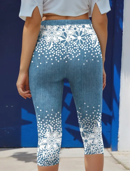 Discount Women's Leggings Capri Pants 3D Print High Elasticity Vintage Fashion Casual Calf-Length High Waist Floral Graphic Geometic Printing Breathable Soft Stretchy Outdoor Daily Women Leggings