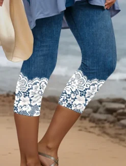 Discount Women's Leggings Capri Pants 3D Print High Elasticity Vintage Fashion Casual Calf-Length High Waist Floral Graphic Geometic Printing Breathable Soft Stretchy Outdoor Daily Women Leggings