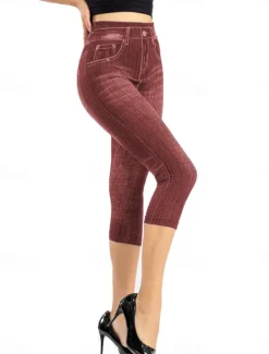 Outlet Women's Leggings Capri Pants 3D Print Vacation Vintage Ethnic Style Calf-Length High Waist Graphic High Cut Comfort Breathable Quick Dry Stretchy Outdoor Street Daily Black Red Blue Gray Summer Women Leggings
