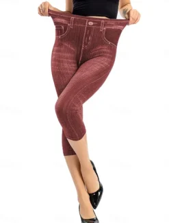 Outlet Women's Leggings Capri Pants 3D Print Vacation Vintage Ethnic Style Calf-Length High Waist Graphic High Cut Comfort Breathable Quick Dry Stretchy Outdoor Street Daily Black Red Blue Gray Summer Women Leggings
