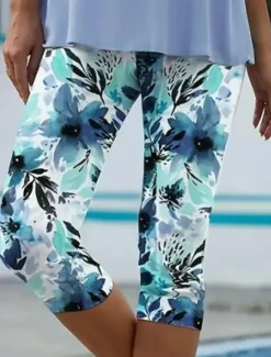 Sale Women's Leggings Capri Pants High Elasticity Vacation Fashion Hawaiian Ankle-Length Mid Waist Floral Printing Thermal Warm Breathable Soft Vacation Casual Daily Summer Spring Women Leggings