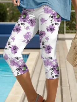 Hot Women's Leggings Capri Pants High Elasticity Vacation Vintage Fashion Full Length High Waist Floral Graphic Printing Thermal Warm Breathable Soft Stretchy Outdoor Daily Women Leggings