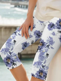 Hot Women's Leggings Capri Pants High Elasticity Vacation Vintage Fashion Full Length High Waist Floral Graphic Printing Thermal Warm Breathable Soft Stretchy Outdoor Daily Women Leggings