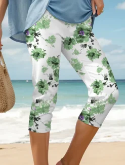 Hot Women's Leggings Capri Pants High Elasticity Vacation Vintage Fashion Full Length High Waist Floral Graphic Printing Thermal Warm Breathable Soft Stretchy Outdoor Daily Women Leggings