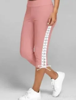 Outlet Women's Leggings Capri Pants Sweatpants Crop Active Athletic Knee Length High Waist Plain Patchwork Comfy Soft Comfortable Micro-elastic Outdoor Yoga Athletic Black White Sky Blue Summer Slim Fit Women Pants|Leggings