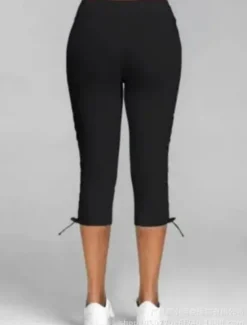 Outlet Women's Leggings Capri Pants Sweatpants Crop Active Athletic Knee Length High Waist Plain Patchwork Comfy Soft Comfortable Micro-elastic Outdoor Yoga Athletic Black White Sky Blue Summer Slim Fit Women Pants|Leggings