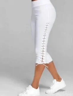 Outlet Women's Leggings Capri Pants Sweatpants Crop Active Athletic Knee Length High Waist Plain Patchwork Comfy Soft Comfortable Micro-elastic Outdoor Yoga Athletic Black White Sky Blue Summer Slim Fit Women Pants|Leggings
