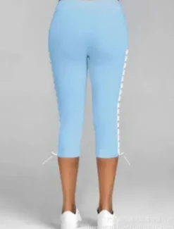 Outlet Women's Leggings Capri Pants Sweatpants Crop Active Athletic Knee Length High Waist Plain Patchwork Comfy Soft Comfortable Micro-elastic Outdoor Yoga Athletic Black White Sky Blue Summer Slim Fit Women Pants|Leggings