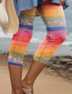 Outlet Women's Leggings Capri Pants High Elasticity Vacation Vintage Fashion Calf-Length High Waist Floral Graphic Printing Thermal Warm Breathable Soft Stretchy Formal Outdoor Vacation Women Leggings
