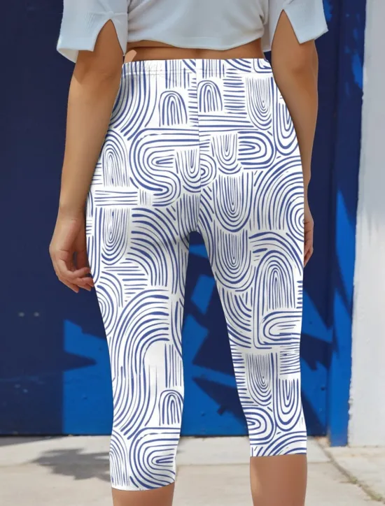 Hot Women's Leggings Capri Pants High Elasticity Vacation Vintage Fashion Calf-Length High Waist Floral Graphic Geometic Printing Thermal Warm Breathable Soft Outdoor Daily Pink Blue Purple Summer Women Leggings