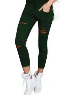 Women's Leggings Casual Daily Ankle-Length Plain Side Pockets Cut Out Tummy Control Butt Lift Breathability Stretchy Weekend Wine Black White Gray Spring & Summer Skinny Women Pants