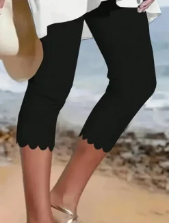 Best Women's Leggings Chinos Vacation Vintage Ethnic Style Calf-Length High Waist Solid Color Printing Comfy Soft Comfortable Stretchy Formal Outdoor Vacation Black White Summer Spring Slim Fit Women Leggings