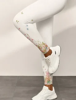 Discount Women's Leggings Elegant Vacation Fashion Ankle-Length High Waist Floral Graphic 3D Print Quick Dry Breathability Soft Stretchy Outdoor Home Causal Black White Fall Slim Fit Women Women's Sweatpants & Joggers