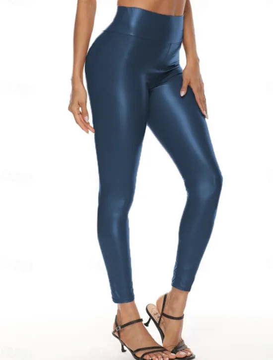 Online Women's Leggings Fashion Streetwear Sexy Ankle-Length High Waist Solid Color High Cut Windproof Soft Comfortable Micro-elastic Outdoor Party Street navy blue light dark green light black matte velvet Women Pants