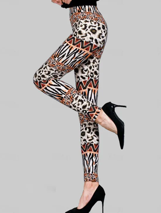 Hot Women's Leggings Fashion Streetwear Full Length High Waist Leopard Print Breathability Comfortable Micro-elastic Outdoor Street Daily Orange leopard Striped leopard large leopard print small leopard Women Leggings