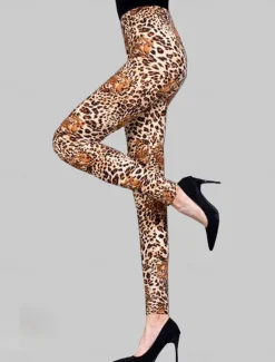 Hot Women's Leggings Fashion Streetwear Full Length High Waist Leopard Print Breathability Comfortable Micro-elastic Outdoor Street Daily Orange leopard Striped leopard large leopard print small leopard Women Leggings
