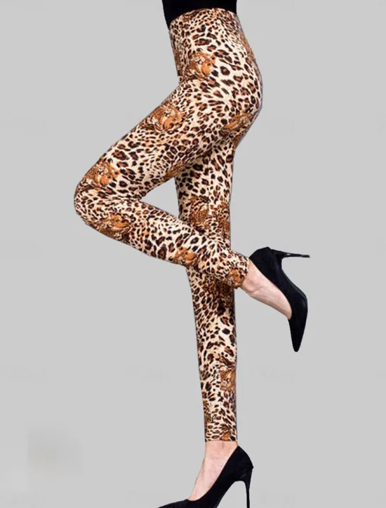 Hot Women's Leggings Fashion Streetwear Full Length High Waist Leopard Print Breathability Comfortable Micro-elastic Outdoor Street Daily Orange leopard Striped leopard large leopard print small leopard Women Leggings