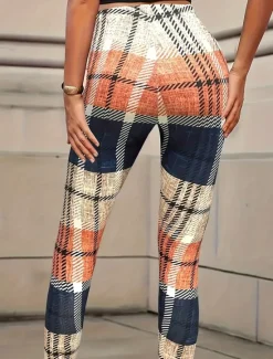 Best Women's Leggings Fashion Streetwear Ankle-Length High Waist Plaid Printing Thermal Warm Soft Breathable Micro-elastic Outdoor Daily Fall Winter Regular Fit Women Leggings