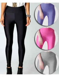 Sale Women's Leggings Fashion Streetwear Full Length High Waist Solid Color High Cut Comfort Breathability Soft Micro-elastic Vacation Party Street Violet Grey Black White Summer Spring Fall Winter Women Leggings
