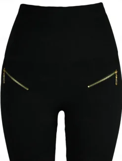 Best Women's Leggings Fashion Simple Full Length High Waist Solid Color Zipper Tummy Control Butt Lift Soft Micro-elastic Causal Daily Holiday diamond Zipper button Fall Winter Women Leggings