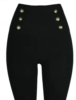 Best Women's Leggings Fashion Simple Full Length High Waist Solid Color Zipper Tummy Control Butt Lift Soft Micro-elastic Causal Daily Holiday diamond Zipper button Fall Winter Women Leggings