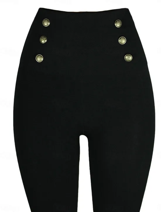 Best Women's Leggings Fashion Simple Full Length High Waist Solid Color Zipper Tummy Control Butt Lift Soft Micro-elastic Causal Daily Holiday diamond Zipper button Fall Winter Women Leggings