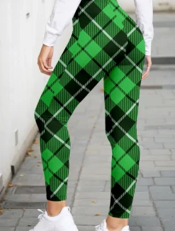 New Women's Leggings Fashion Streetwear Ankle-Length High Waist Plaid Printing Thermal Warm Soft Breathable Micro-elastic Outdoor St.Patrick's Day Daily Fall Winter Regular Fit Women Leggings