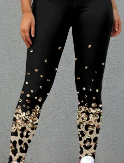 Online Women's Leggings Fashion Streetwear Ankle-Length High Waist Leopard Printing Thermal Warm Soft Breathable Micro-elastic Outdoor Daily Fall Winter Regular Fit Women Leggings